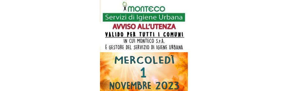 In occasione della festività del 1° Novembre 2023 il servizio di raccolta dei rifiuti si svolgerà regolarmente