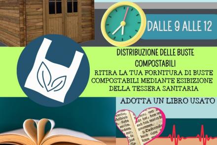 Biblioteca dei libri rifiutati e distribuzione buste compostabili dicembre 2023